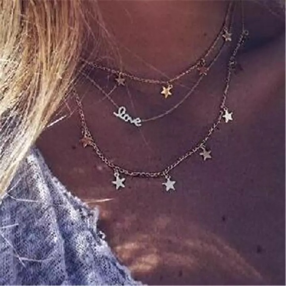 Jewelry - Last 1 New Love w/Stars Multi Layered Necklace